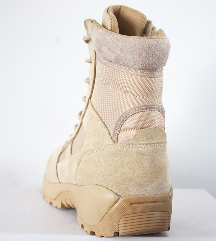 Desert Color Genuine Leather Side Zip Qatar Military Boots