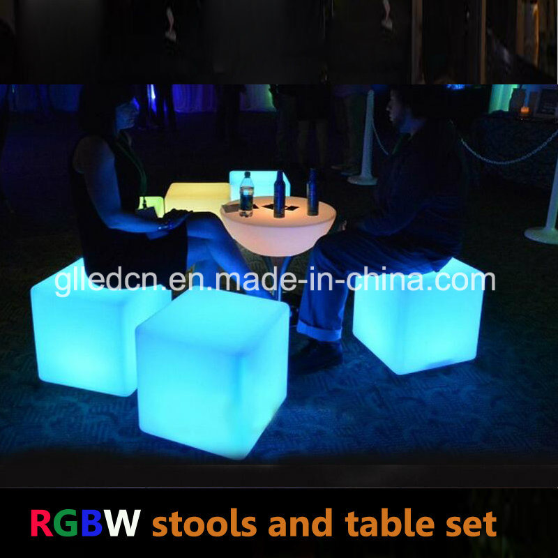 40X40X40cm LED Cube Table and Chair for Snack Bar