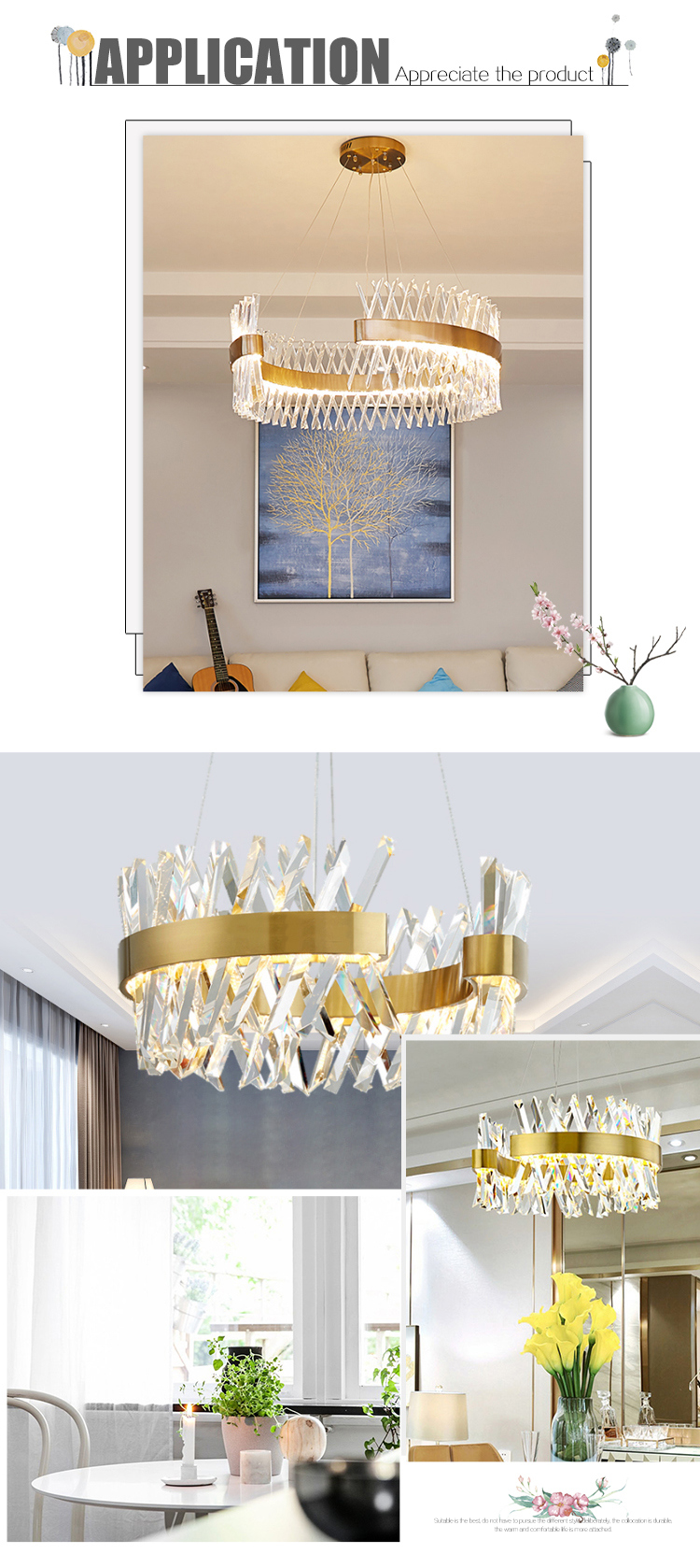 Modern LED Hanging Interior Lighting Crystal Decoration Chandelier