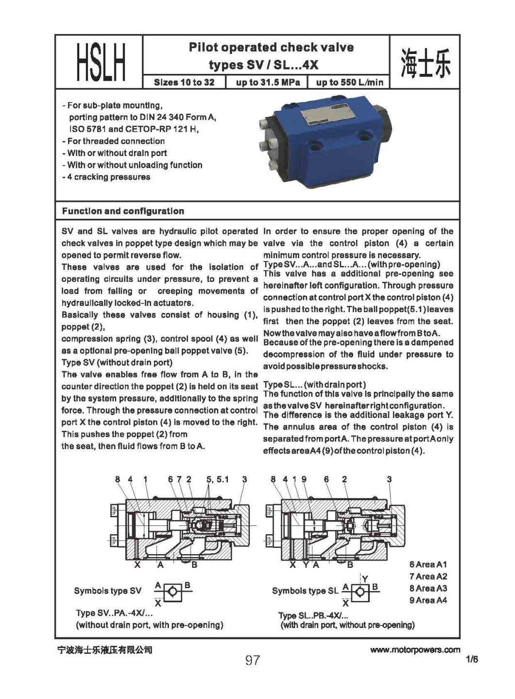 Sv10 Pilot Operated Check Valve