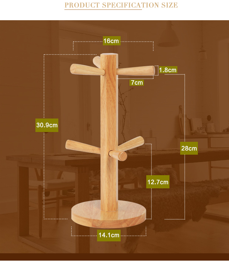 Hot Sale Kitchen Bamboo Wooden Drying Cup Rack