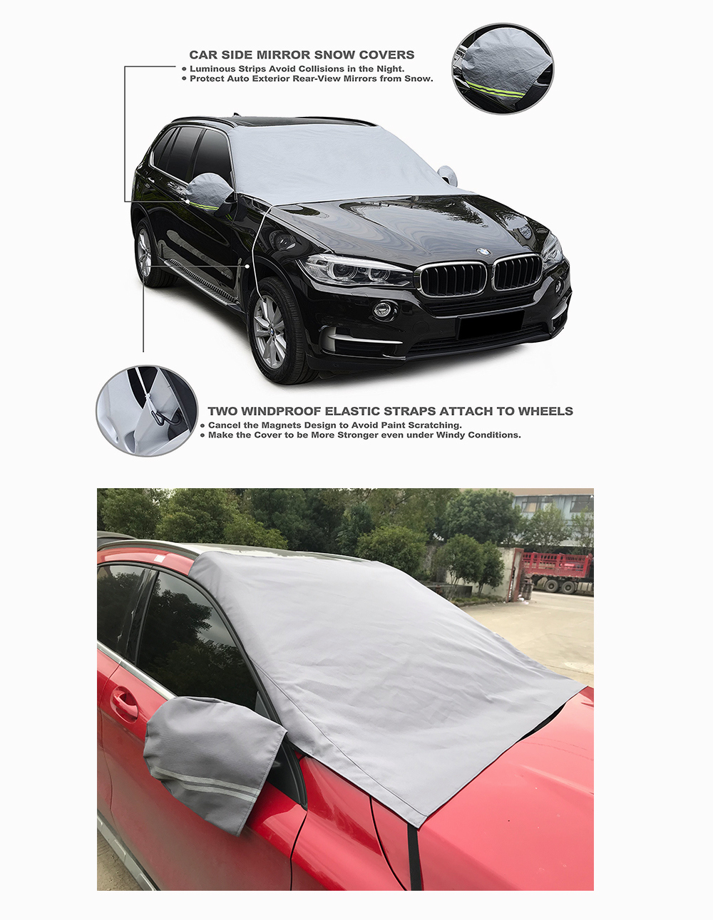 Auto Accessory Car Accessory Windscreen Cover Car Side Mirror Safety Design Hail Proof Car Windshield Snow Covers