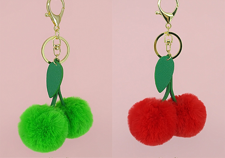 Heart Shape POM POM Fur Charm Key Ring