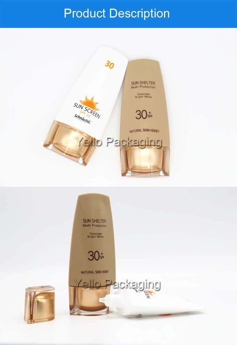 Skincare Packaging Plastic Sunscreen Container Cosmetic Bottle with Acrylic Cap