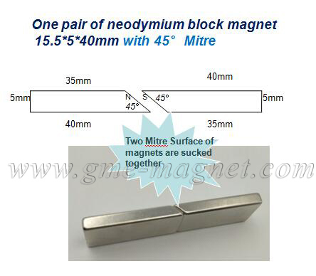 45 Degree Mitre F15.5X 5X 40mm Block Magnet NdFeB Magnets