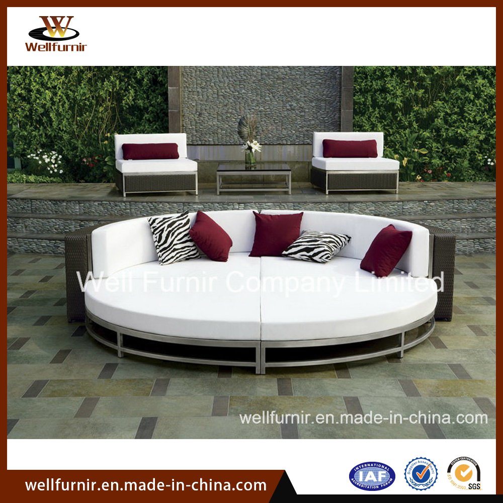 Patio Wicker Furniture/Outdoor Rattan Daybed/3-PC Round Wicker Bed (WF-20174)