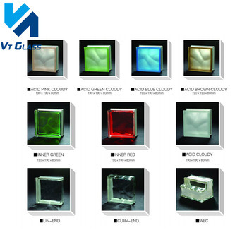 Building Grade Colored Sea Wave Pattern Glass Brick