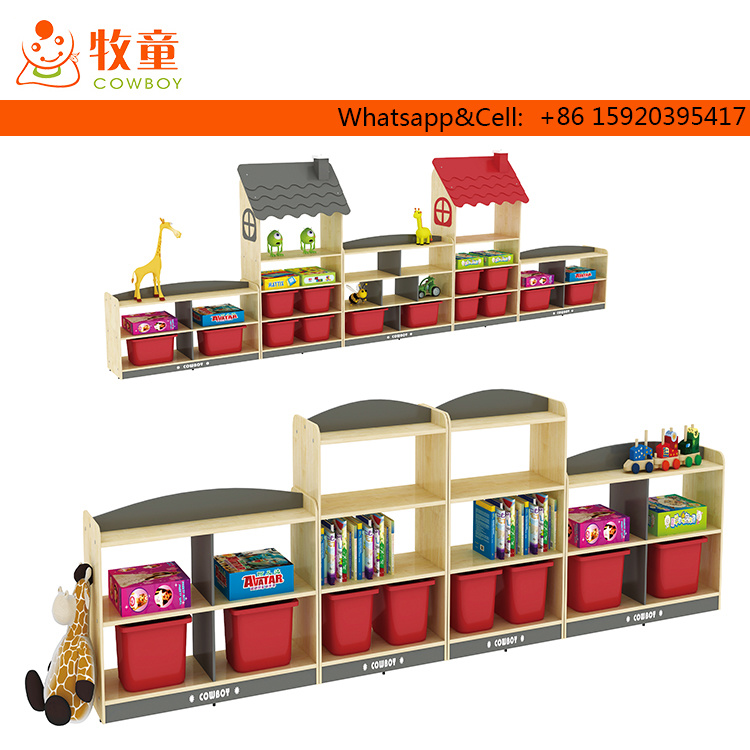 Solid Wood Kindergarten Furntiure Kids Toys Cabinet