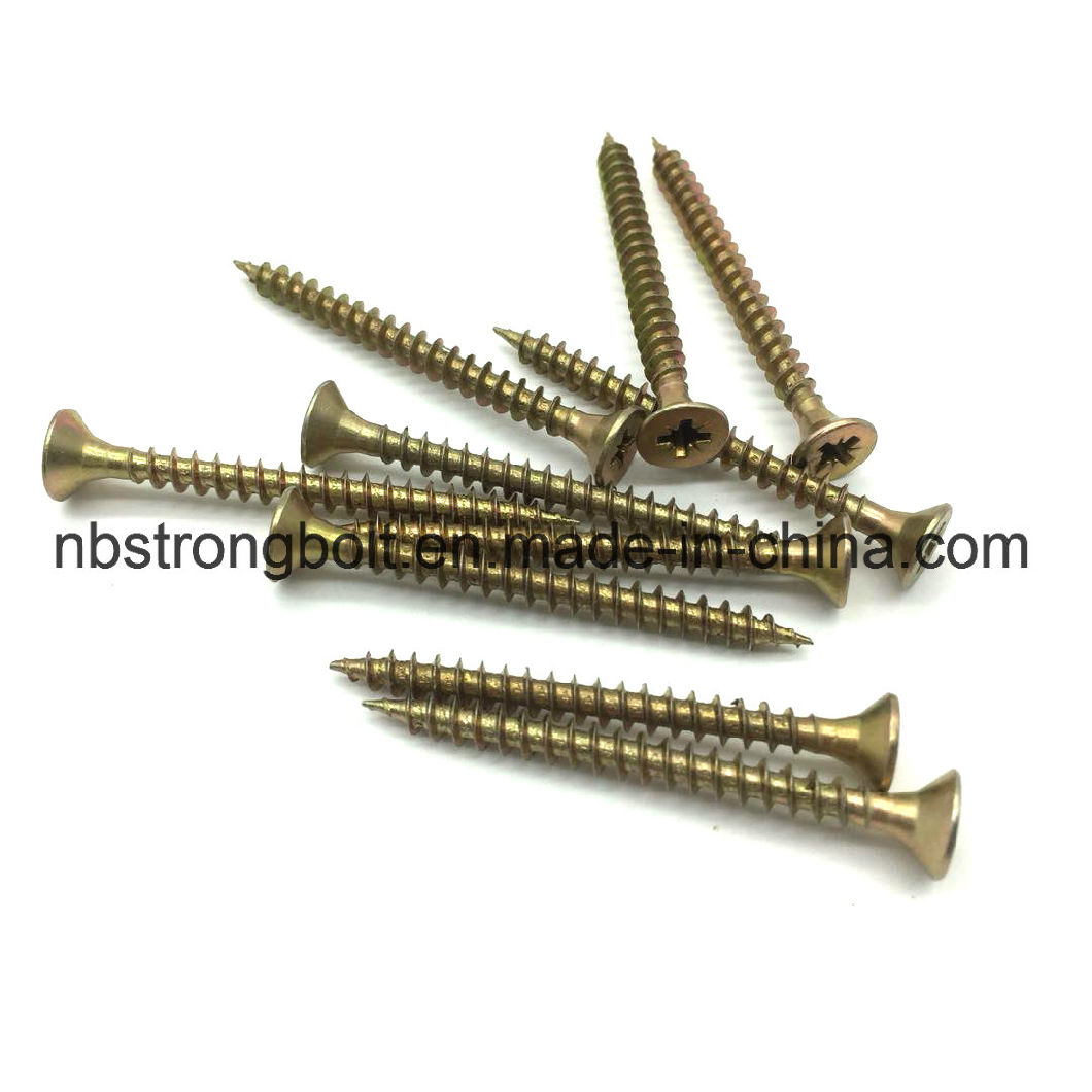 Double Flat Head Harden Yellow Zinc Plated Chipboard Screw