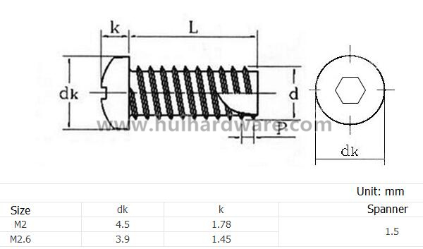 Grade 8 Hex Socket Pan Head Self Tapping Screw with Flat Point