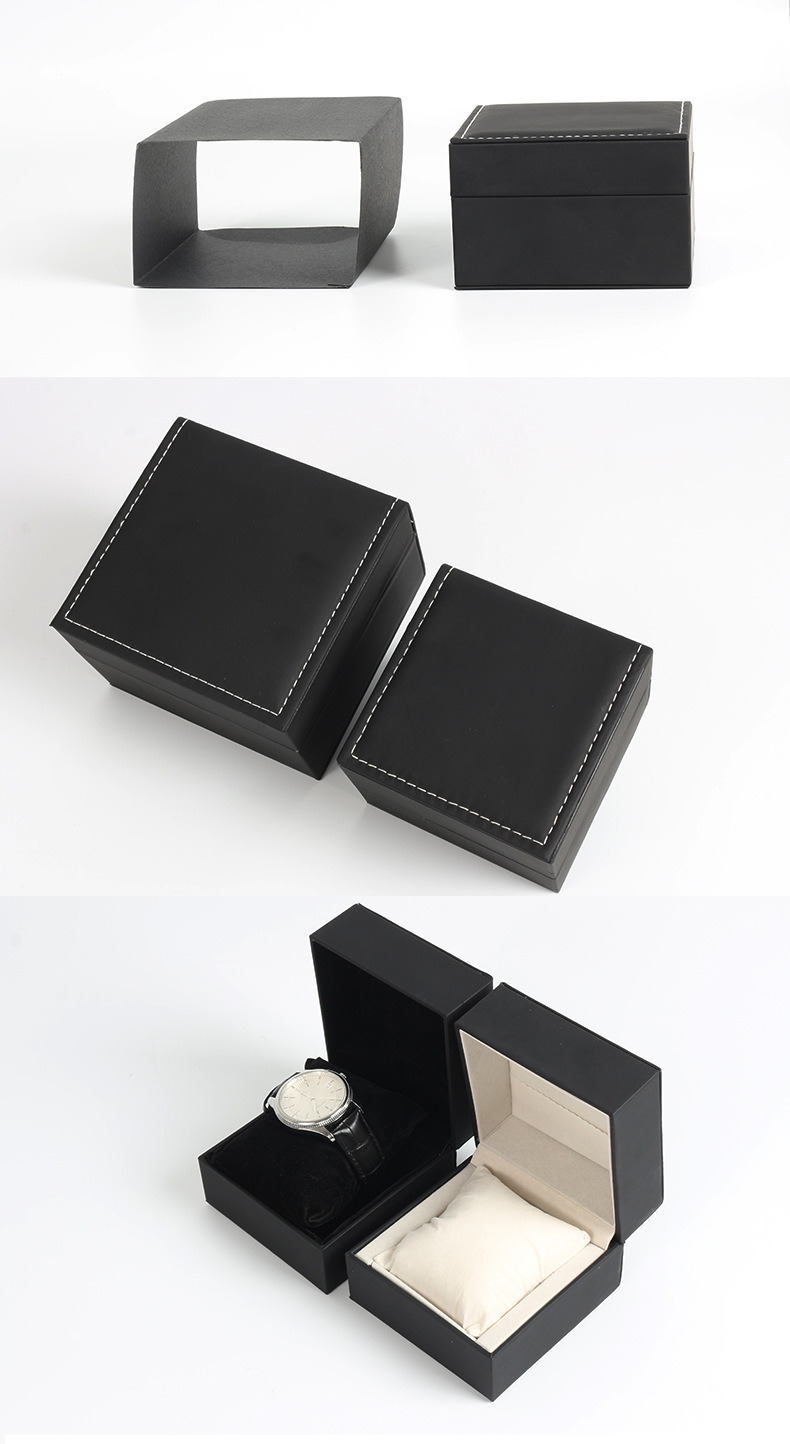 2018 Luxury Black PU Leather Single Watch Storage Boxes Gift Box, High Quality PU Leather Black Square Single Watch Storage Box