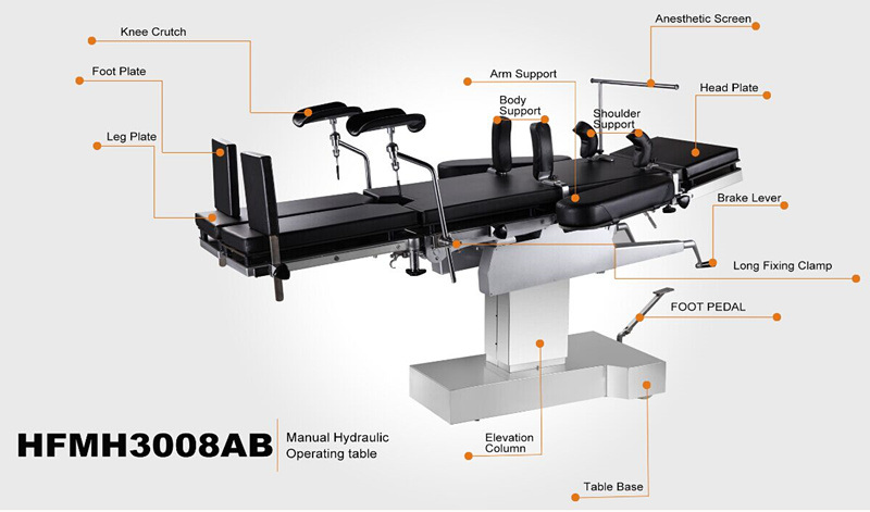 Hospital Mechanical Surgery Orthopedic Tables with Kidney Bridge