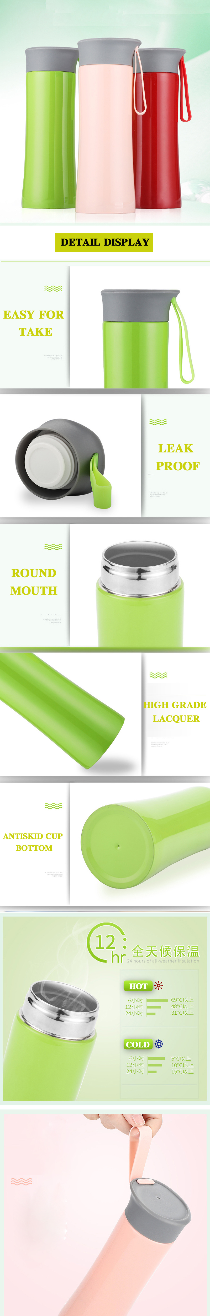 Stainless Steel Double Wall Health Care Vacuum Insulated Tea Cup 500ml Coffee Mug Thermos Cup