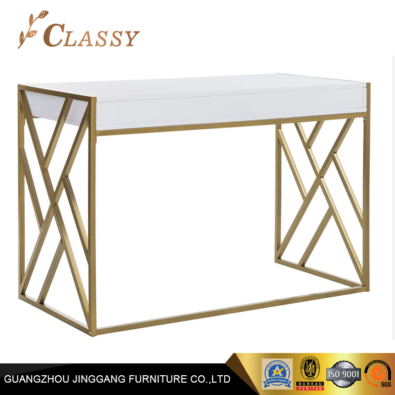 Modern Design Writing Office Desk with Golden Base for Sale