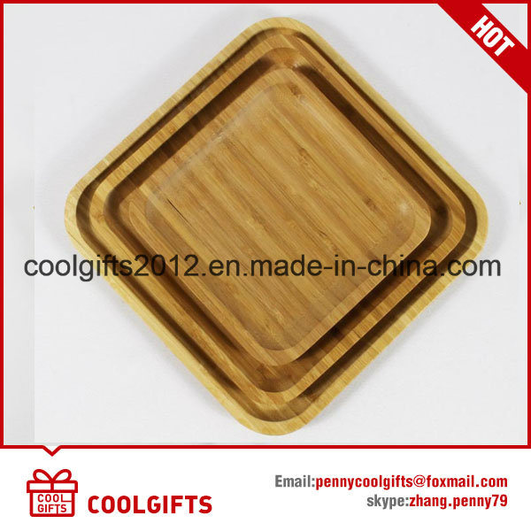 Eco-Friendly Square Bamboo Wood Food Dessert Cake Dishes Plates