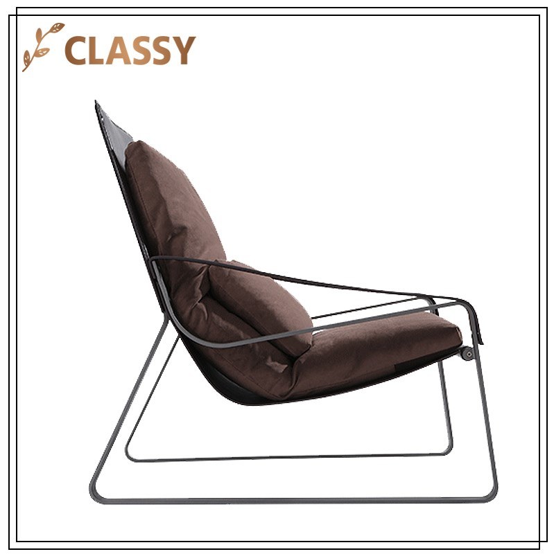 Leather and Cotton Top Black Stainless Steel Frame Leisure Chair