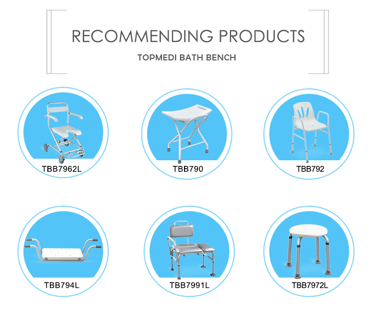 Topmedi Bathroom Safety Equipment Alumium Shower Chair Bath Bench