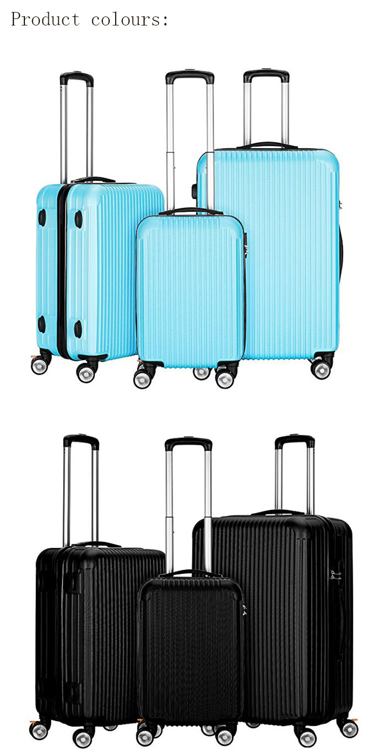 3 Piece Set Expandable ABS Trolley Luggage with Tsa Lock and 4 Wheels