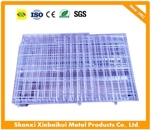 Warehouse Stackable Steel Wire Mesh Pallet Container / Storage Cage