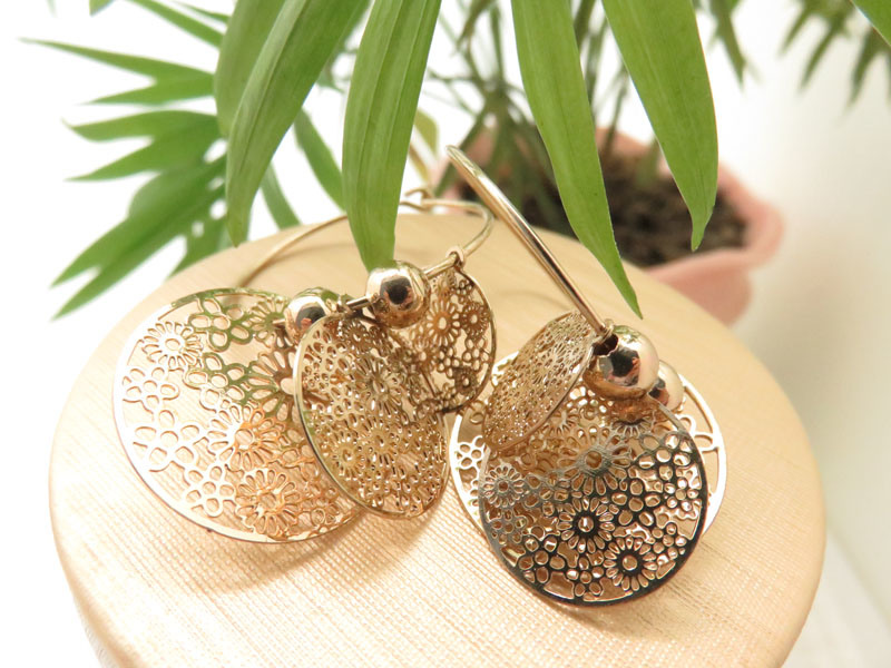 Round Shape 3 Pieces Coppery Sheets Imitation Gold Circle Earring for Ladies