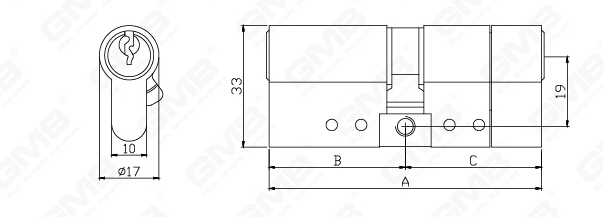 En 1303 High Security Mortise Euro Profile Standard Door Lock Cylinder/ Door Lock/ Brass Cylinder (GMB-CY-33)