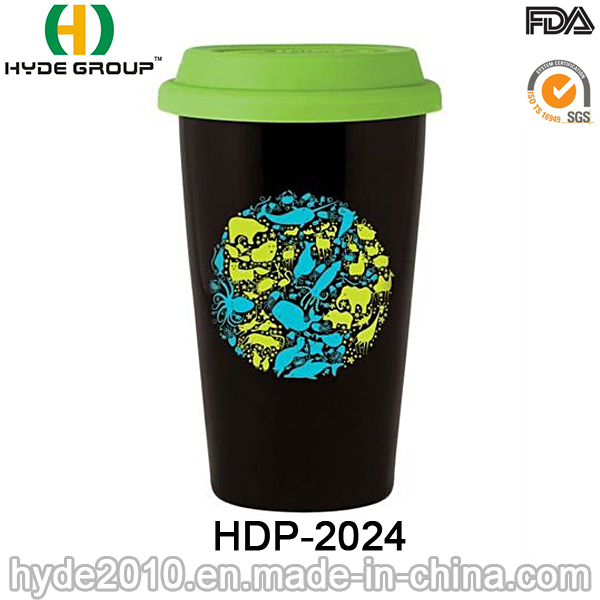 Promotional Plastic Coffee Mug with Lid for Christmas (HDP-2024)