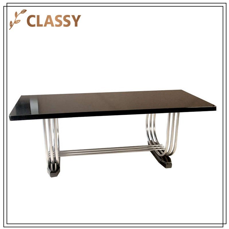 Modern Design Rectangular Shape Stainless Steel Base Dining Table