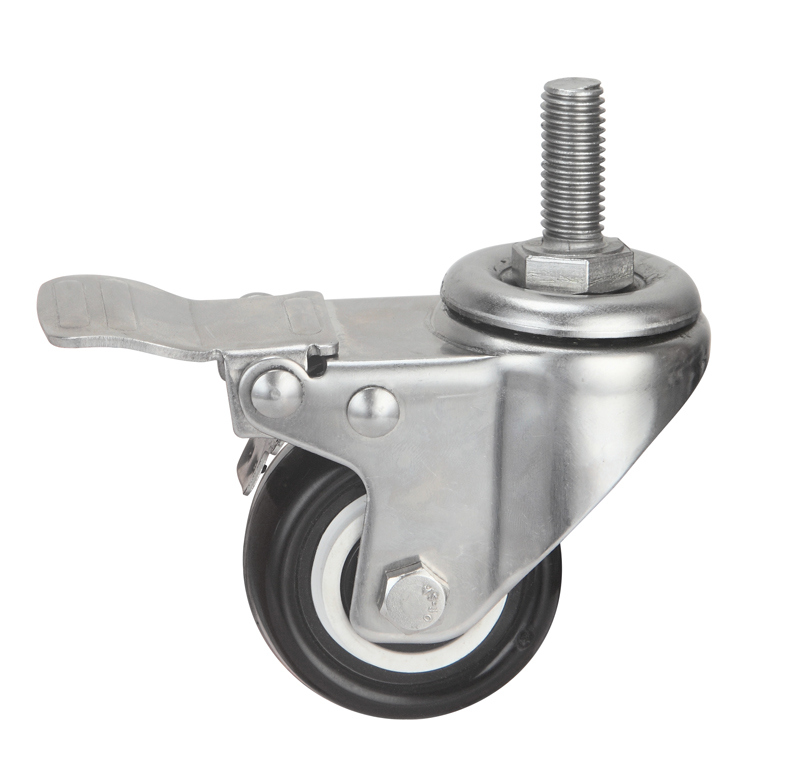 Stainless Steel Polyurethane Furniture Castors, Screw with Total Brake