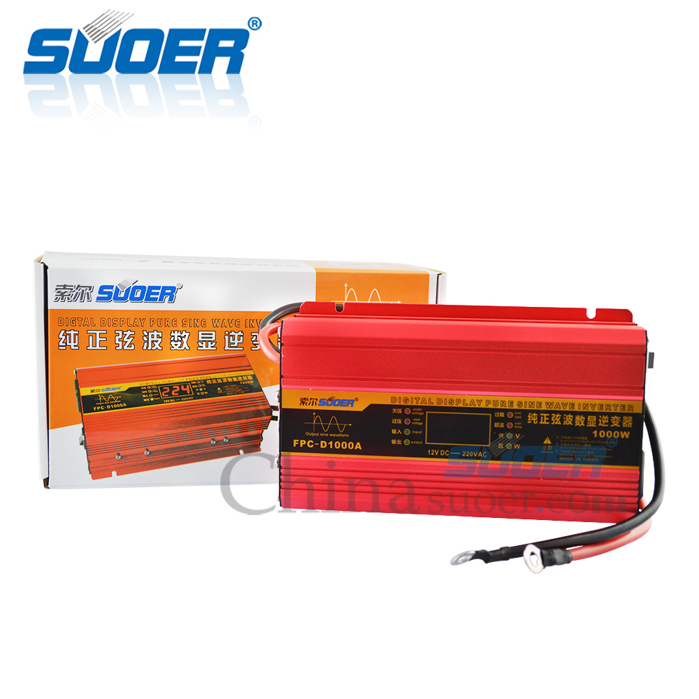 Suoer 12V 220V 1000W Pure Sine Wave Power Inverter with LCD Display (FPC-D1000A)