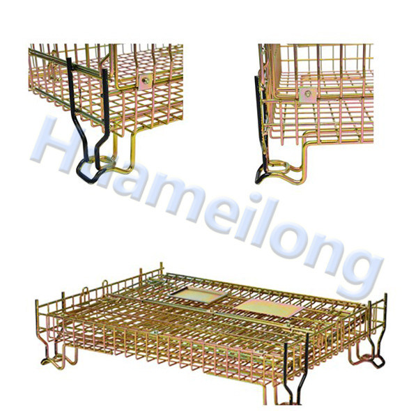 Industrial Huameilong Foldable Hot Sale Warehouse Metal Wire Mesh Crate