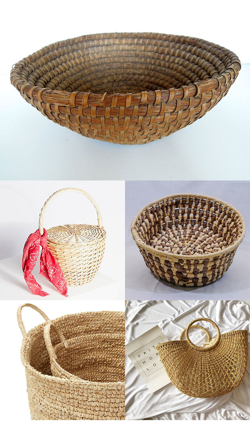 Art Work Straw Basket with Straw Plaiting
