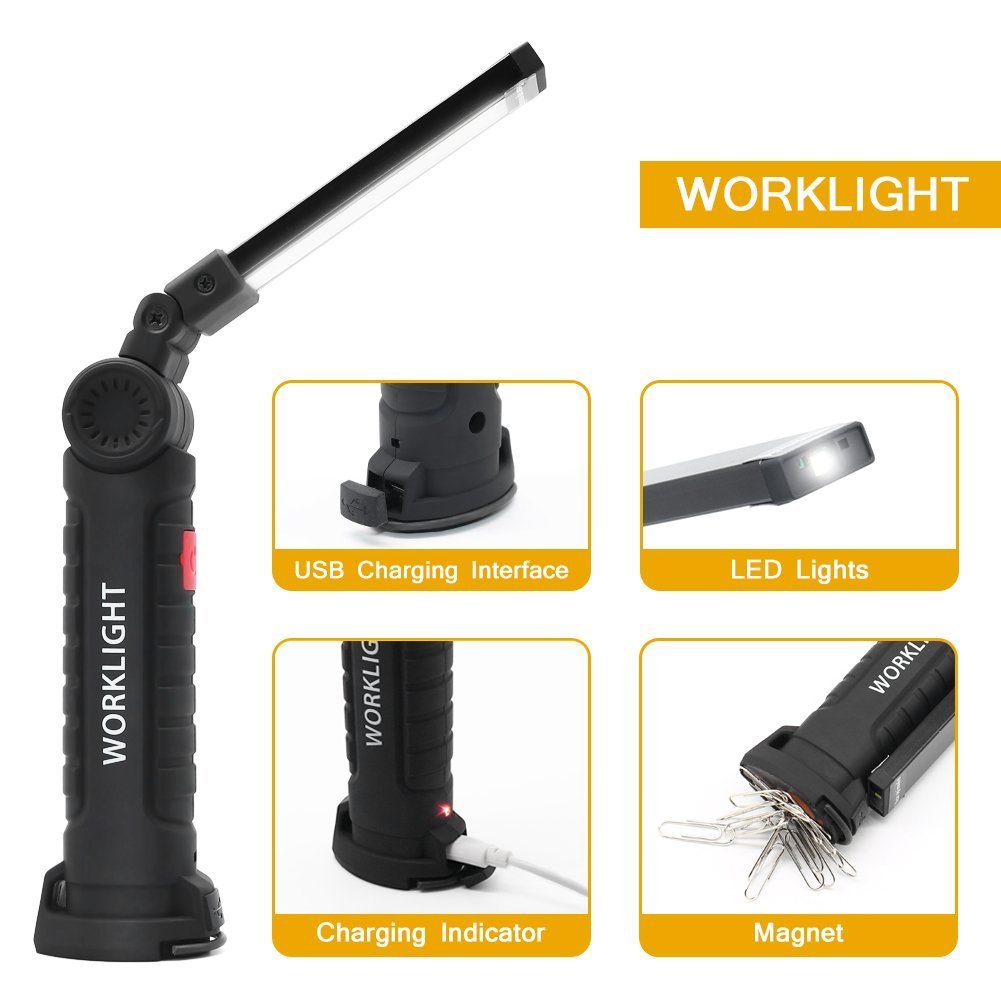 USB Rechargeable COB Tool Light Multi-Function LED Work Light