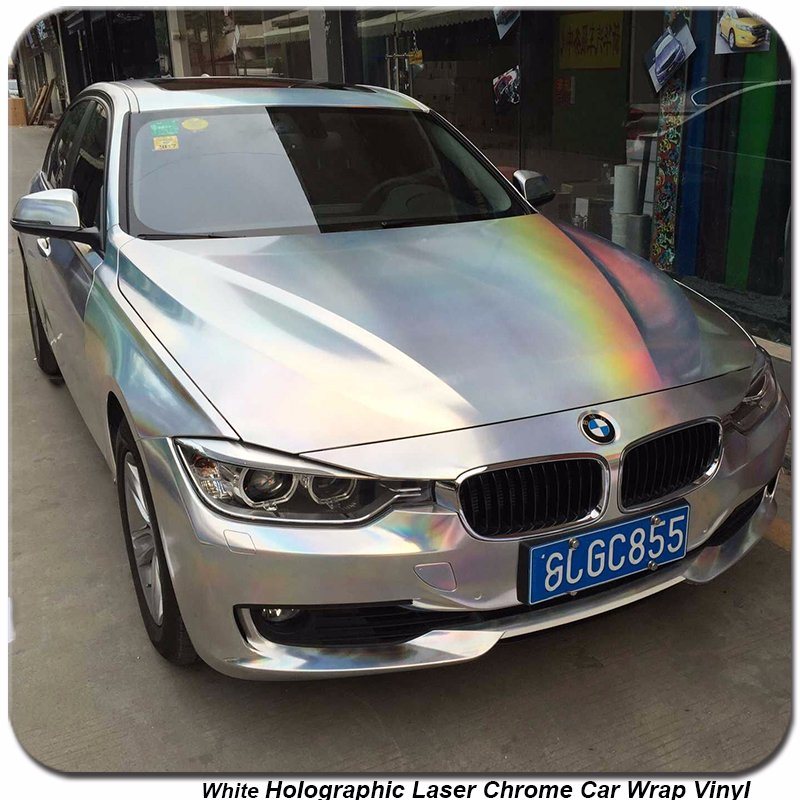 Tsautop 1.42*20m Orange Green Holographic Laser Chrome Car Body Color Changing Vinyl