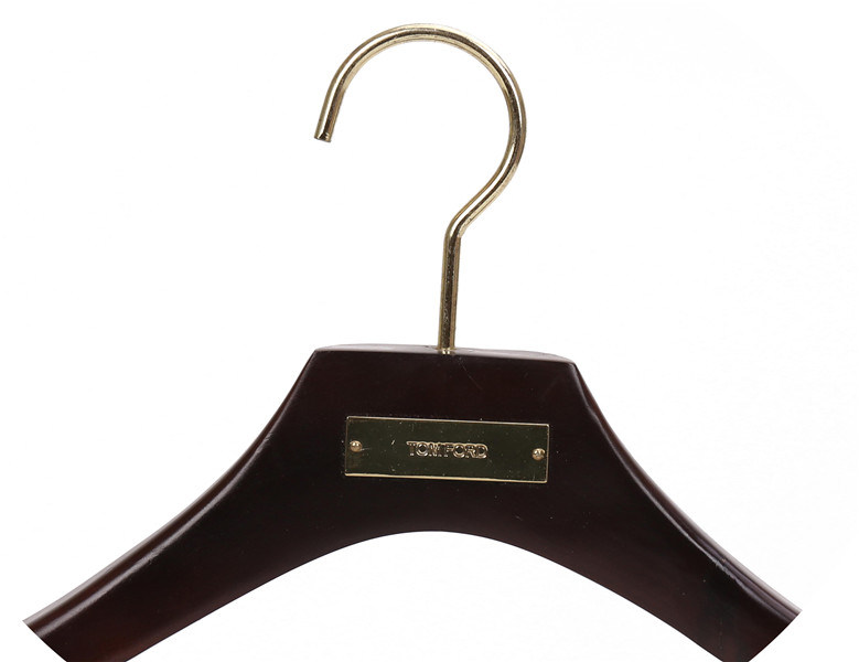 Brown Paint Velvet Flocked Anti-Slip Wooden Hanger for Suits