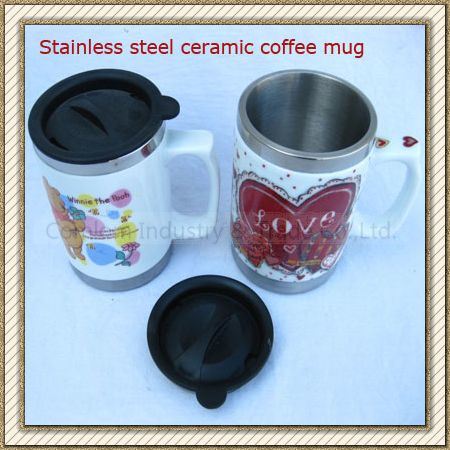 Cl1c-M06c Comlom Stainless Steel Ceramic Coffee Mug