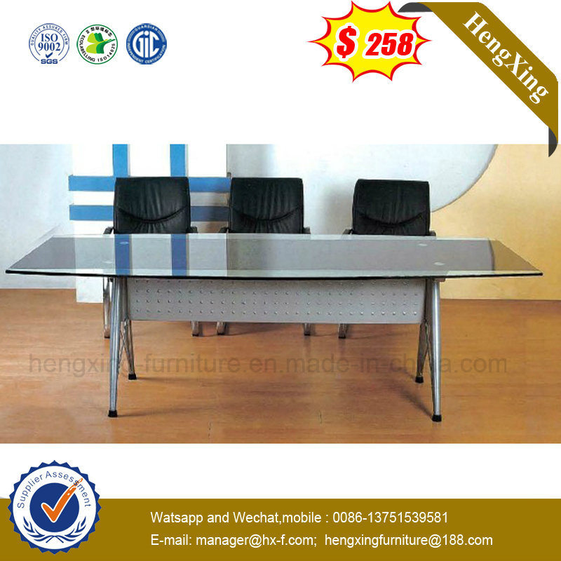 Normal Simple Large Storage Glass Metal Steel Frame Conference Table (NS-GD055)