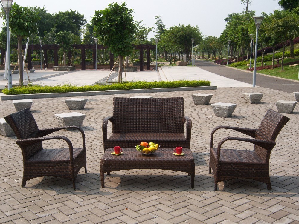 Outdoor Garden 5 Pieces Wicker Rattan Patio Furniture Sofa Set