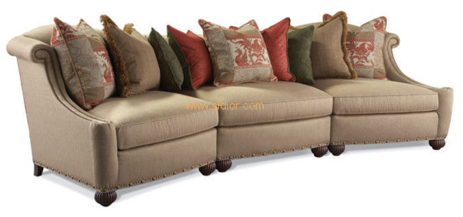 (CL-6612) Classic Restaurant Living Room Couch Wooden Fabric Lounge Sofa