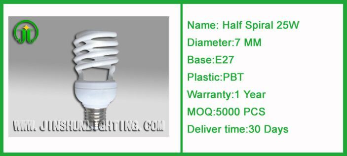 High Lumen Output T4 Energy Saving Lamp 18W Half Spiral CFL Lamp