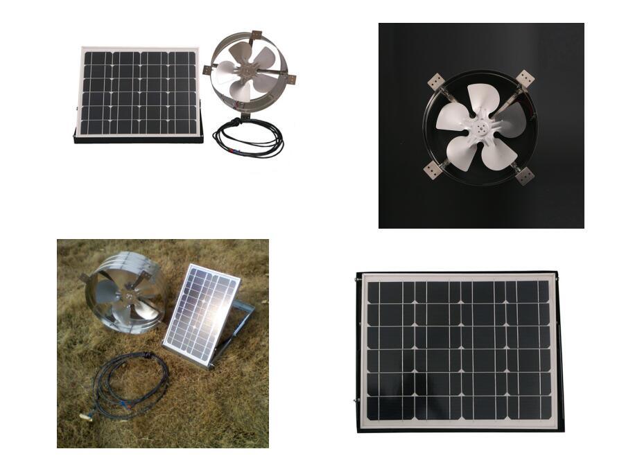 Solar Powered Attic Ventilator Gable Roof Vent Fan with 20W Solar Panel