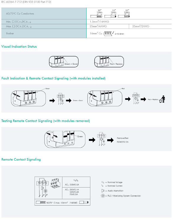 DC 1000V 3p 40ka Surge Protective Device SPD for Solar PV System