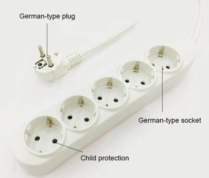 Germany Style Extension Socket Power Strip with Overload Protection