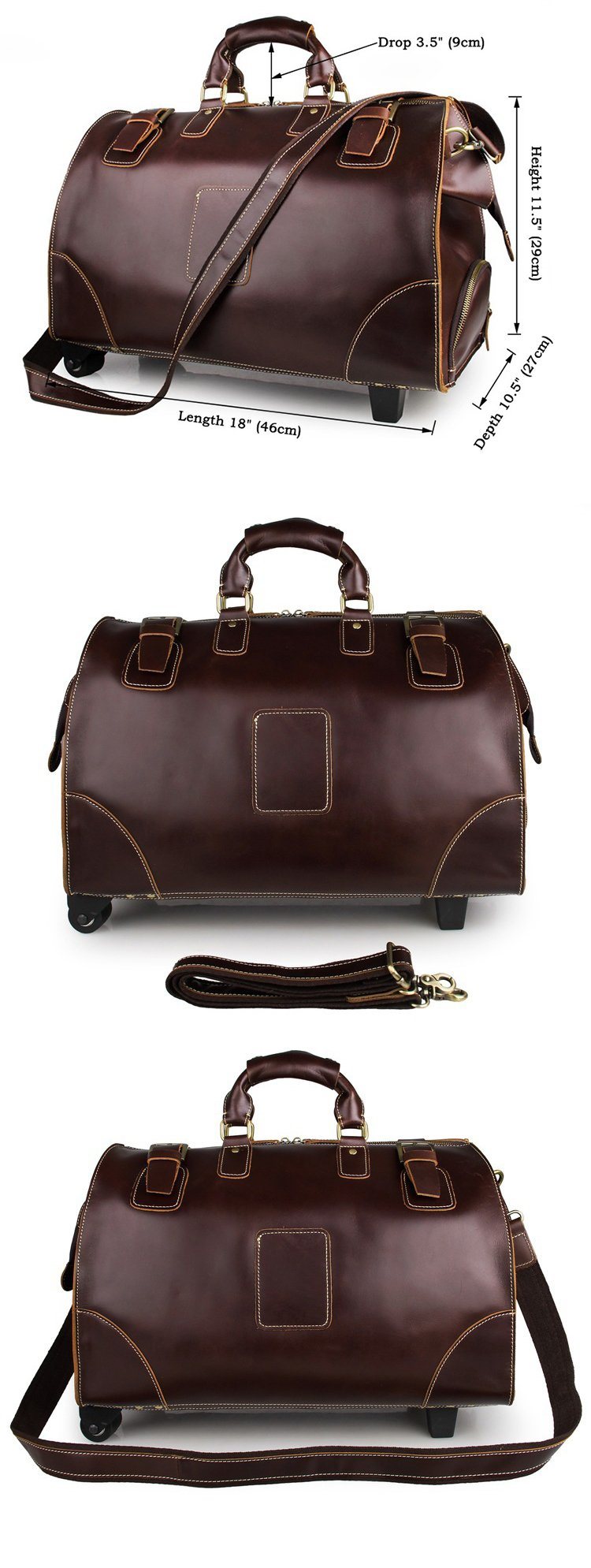 OEM Branded High Quality Vintage Leather Doctor Bag Trolley Bag