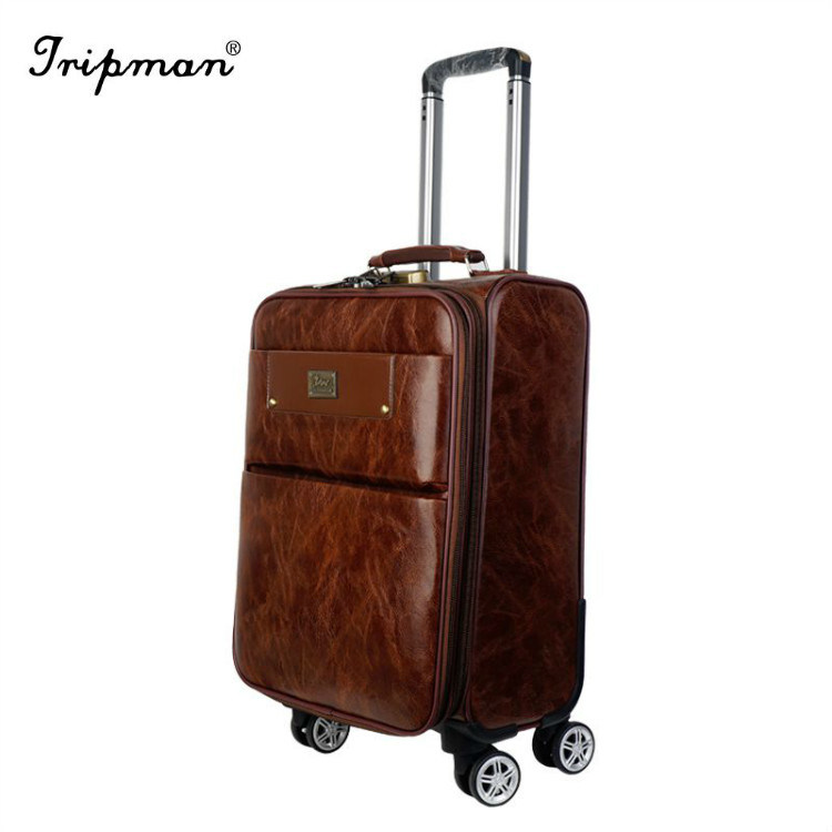 PU Leather Soft Side 360 Degree Wheels Inside Trolley Luggage