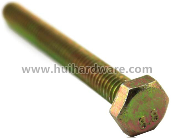 Color/Yellow Zinc Plated Hex Bolt with Full Threaded M6 M8