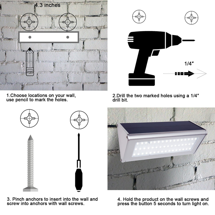 48 LED Microwave Radar Sensor Outdoor Waterproof Garden Powerful Solar Wall Light