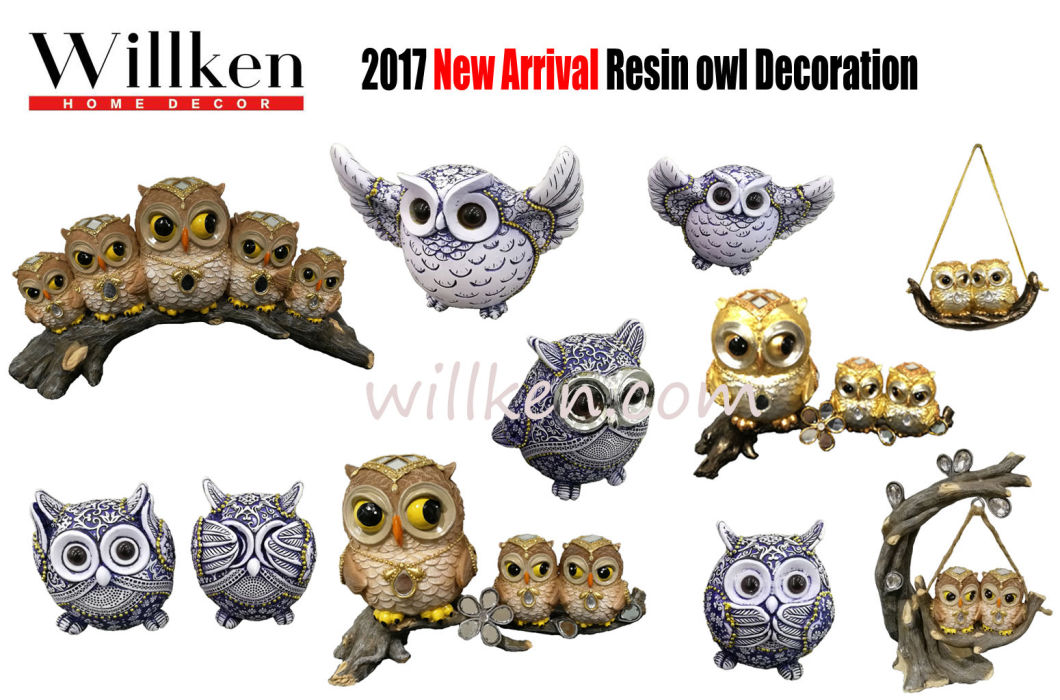 Souvenir Resin High Quality Table Christmas Decoration Owl Sculpture Made in China