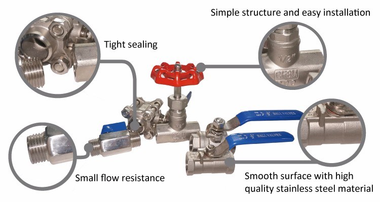 Stainless Steel 1-PC Ball Valve with Butterfly Lever