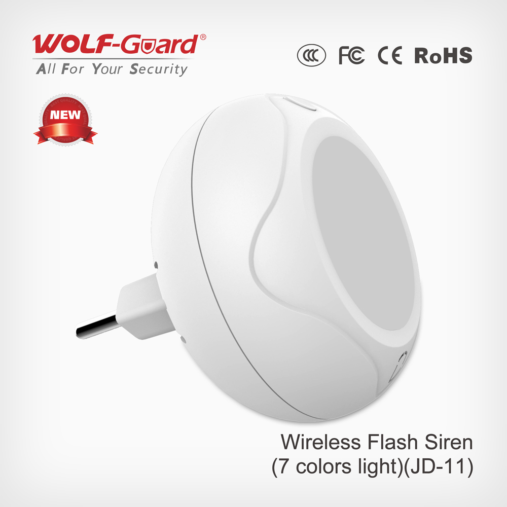 Wolf-Guard Jd-11 Wireless Indoor Strobe Siren Alarm 433MHz Control Standalone Sound and Flash Light Siren with 80dB Alarming