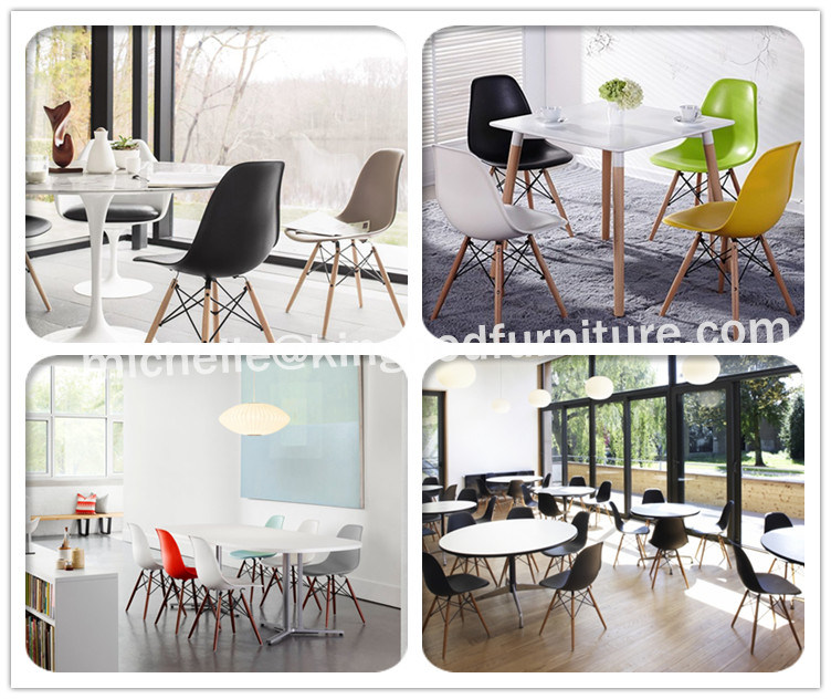 Cheap Wooden Leg Chair Plastic PP ABS Colorful Dining Chair Eames Dsw Dar Chair